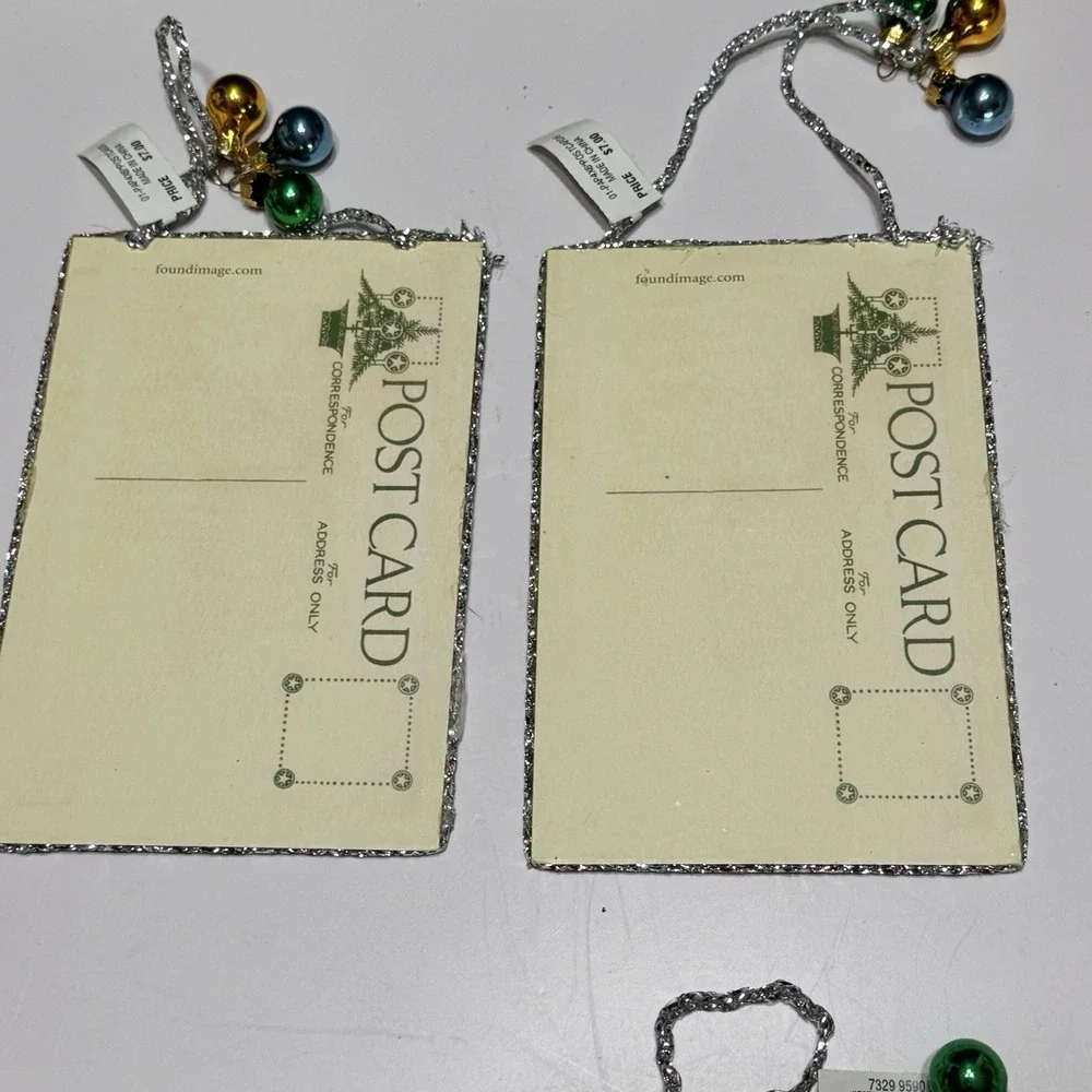 5 Lot Christmas Greeting Post Card Old Fashioned Tree Ornaments Greetings Art